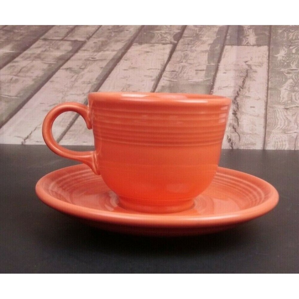 Fiestaware Homer Laughlin China Coffee Cup and Saucer Set Poppy Lead Free